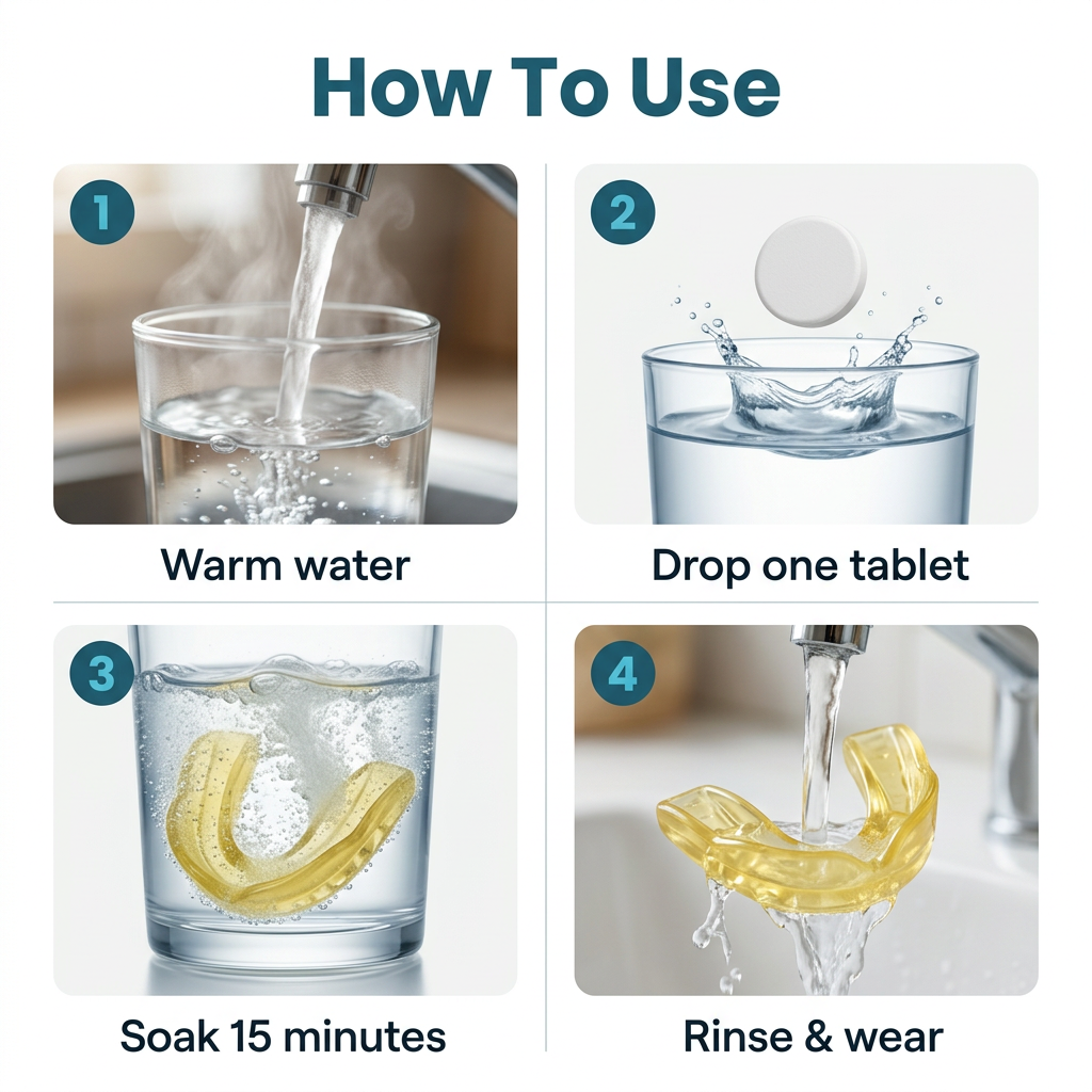 How to use mouthguard cleaning tablets in four steps